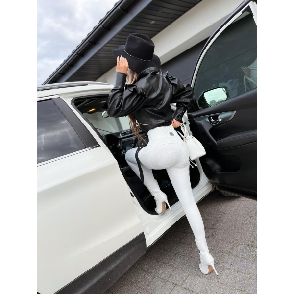 Legginsy modelujące / wysoki stan / eko skóra / EKO CROCODILE WHITE / Push Up / XS - S - M - L - XL